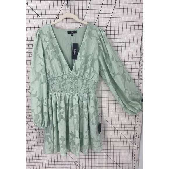Lulus Dresses & Skirts - LULU’S Tomorrow and Always Light Sage Green Burnout Floral Mini Dress L